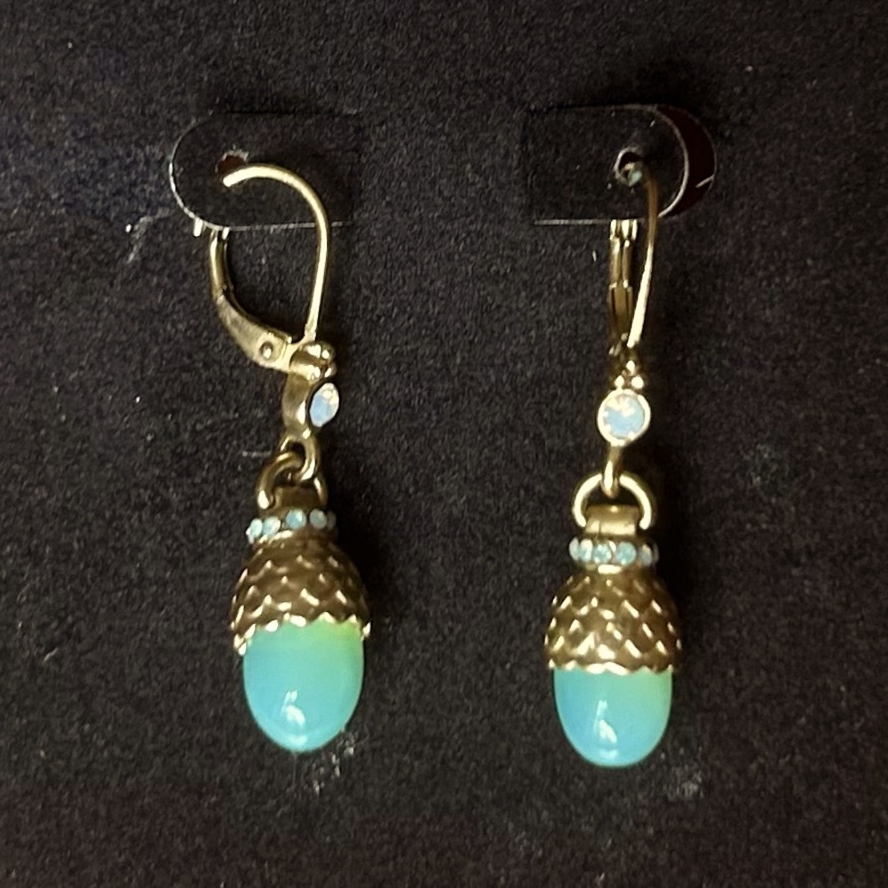 Spartina 449 Gold and Blue Acorn Drop Earrings